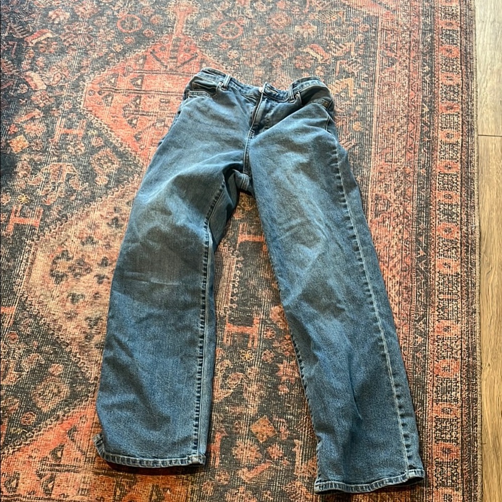 Straight Fit Denim Jeans in Faded Blue